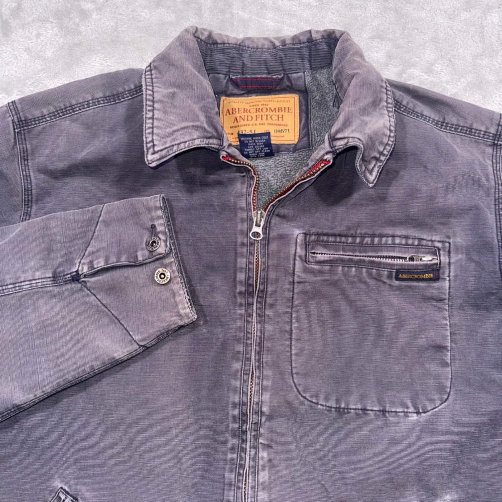 Abercrombie and Fitch Grey Canvas Jacket Fleece Lined "Detroit" Men's M 432-5J